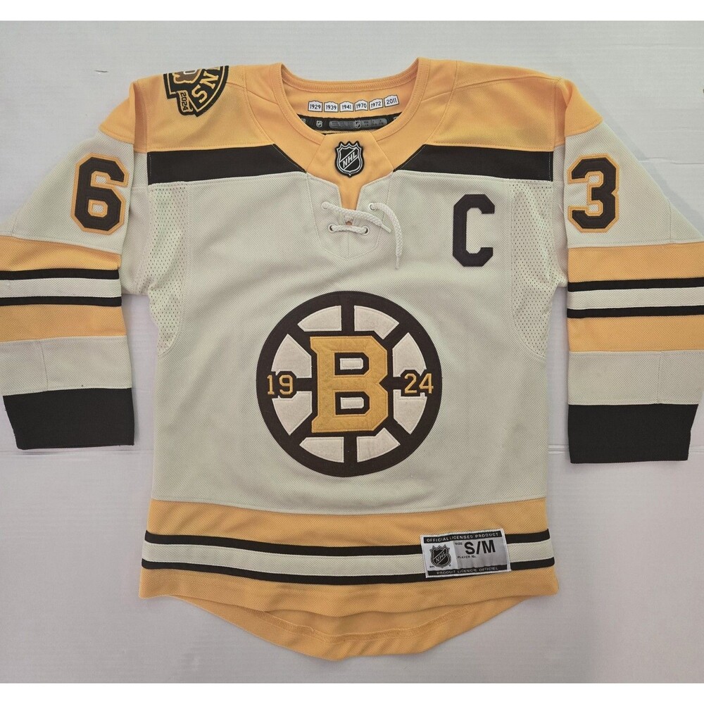 NHL Boston Bruins Brad Marchand #63 100th Anniversary Jersey S/M White Gold